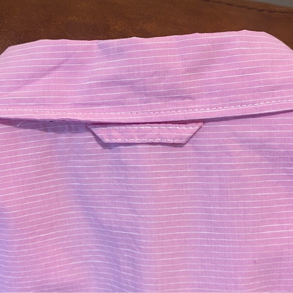 NWT! James Perse Button down shirt , pink /white pinstripes , size 2 . - Picture 5 of 6